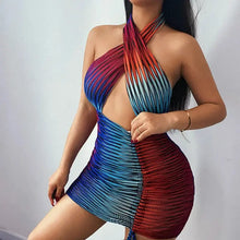 Load image into Gallery viewer, Cross Hanging Neck Hollow Out Backless Off Shoulder Dress