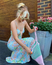 Load image into Gallery viewer, Sweet Floral Suspender Tied Cut Out Front Maxi Dress