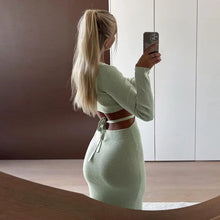 Load image into Gallery viewer, Cut Out Backless Tie Up Midi Dress - dress
