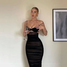 Load image into Gallery viewer, Cut Out Ruched Elegant Backless Long Dress - black / S