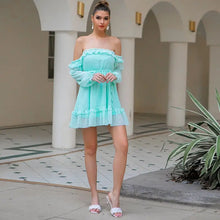 Load image into Gallery viewer, Double Crazy Lantern Sleeve Frill Trim Skater Dress - dress