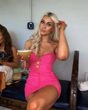 Load image into Gallery viewer, Everlasting Pink Ruched Mesh Strapless Mini Dress - dress