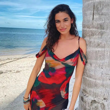 Load image into Gallery viewer, Fashion Print Mesh See Through Sexy Slip Maxi Dress