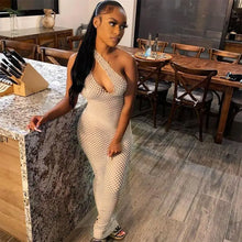 Load image into Gallery viewer, See Through Sleeveless One Shoulder Bodycon Dress - Apricot