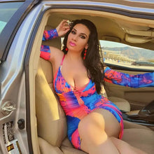 Load image into Gallery viewer, Spaghetti Strap Long Sleeve Off Shoulder Dress - Multicolor