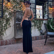 Load image into Gallery viewer, Fashion Print Halter Straps Bandage Sexy Backless Maxi Dress