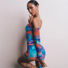 Load image into Gallery viewer, Spaghetti Strap Long Sleeve Off Shoulder Dress