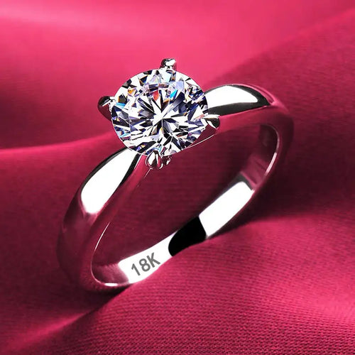 2.0ct Round Cut Zirconia 18K White Gold Diamond Solitaire