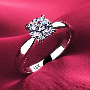 2.0ct Round Cut Zirconia 18K White Gold Diamond Solitaire