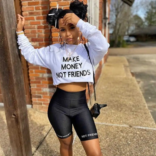 2 Piece Crop Tops & Biker Shorts Set - two piece
