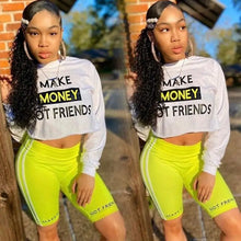 Load image into Gallery viewer, 2 Piece Crop Tops &amp; Biker Shorts Set - Yellow / S - two