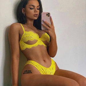 2-Piece Lace Cut Out Underwear Set - Bra & Brief Sets