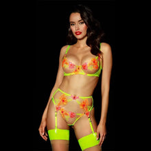 Load image into Gallery viewer, 3-Piece Lace Embroidery Bra Underwire &amp; Thong Underwear Set