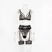 Load image into Gallery viewer, 3 Piece Sensual Unlined Bra &amp; Panty with Garter Belt