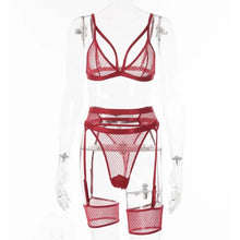 Load image into Gallery viewer, 3 Piece Sensual Unlined Bra &amp; Panty with Garter Belt