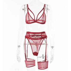 3 Piece Sensual Unlined Bra & Panty with Garter Belt