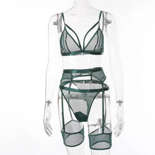 Load image into Gallery viewer, 3 Piece Sensual Unlined Bra &amp; Panty with Garter Belt