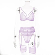 Load image into Gallery viewer, 3 Piece Sensual Unlined Bra &amp; Panty with Garter Belt