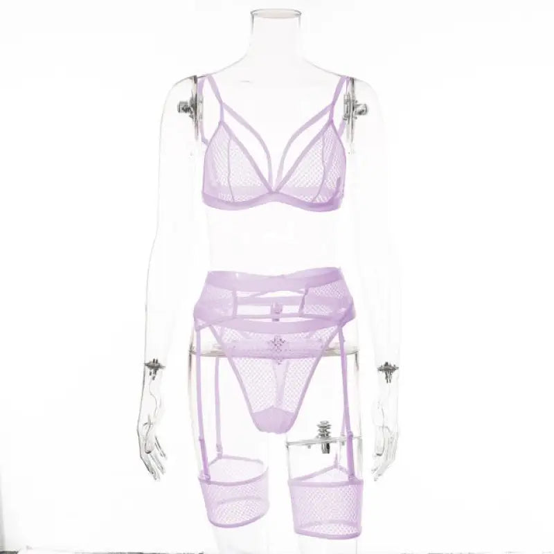 3 Piece Sensual Unlined Bra & Panty with Garter Belt