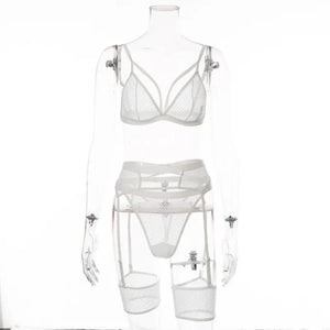 3 Piece Sensual Unlined Bra & Panty with Garter Belt