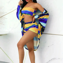 Load image into Gallery viewer, 3PC Tie-Dye BeachWear Bikini Set With Cover Up