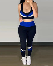 Load image into Gallery viewer, 3Pc Set Colorblock Crop Top High Waist Pants &amp; Hooded Coat Set
