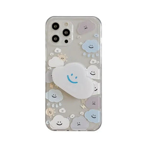 3D Flower Side border Clouds Bracket Clear phone Case