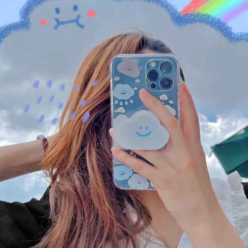 3D Flower Side border Clouds Bracket Clear phone Case
