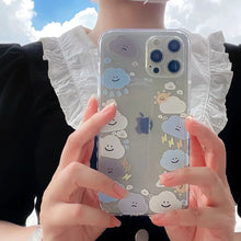 Load image into Gallery viewer, 3D Flower Side border Clouds Bracket Clear phone Case