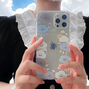 3D Flower Side border Clouds Bracket Clear phone Case