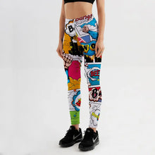 Load image into Gallery viewer, 3D Printed Push Up Cartoon Comic Leggings - Multi 2 / XXL