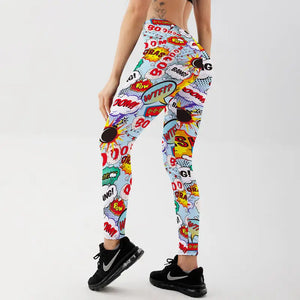 3D Printed Push Up Cartoon Comic Leggings - pants