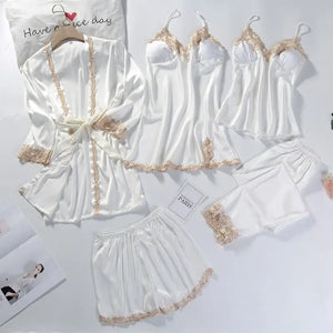 5pc V-Neck Nightwear Lace Sleepwear Set