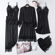 Load image into Gallery viewer, 5PCS Lace Satin Robe Gown Set
