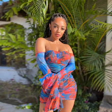 Load image into Gallery viewer, Aesthetic Printed Off Shoulder Bodycon Dress
