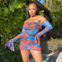 Load image into Gallery viewer, Aesthetic Printed Off Shoulder Bodycon Dress