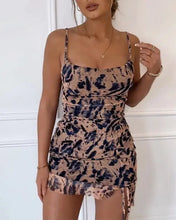 Load image into Gallery viewer, Animal Print Ruched Cami Dress