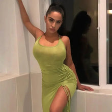 Load image into Gallery viewer, Backless Ruched Sleeveless Halter Dress
