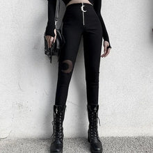Load image into Gallery viewer, Black Pencil High Waist Pants Gothic Moon Pants