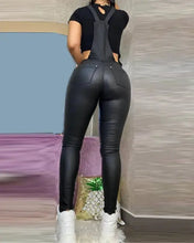 Load image into Gallery viewer, Buckled Zipper Design Suspender Jumpsuit
