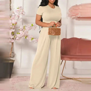 Casual Outfit Sleeveless Crop Top & High Waist Pants Set
