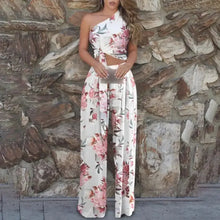 Load image into Gallery viewer, Casual Print Knotted Crop Top &amp; Loose Fit Pants Set