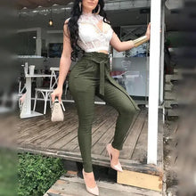 Load image into Gallery viewer, Casual Solid High Waisted Belted Pants