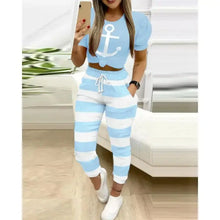 Load image into Gallery viewer, Colorblock Star Print Drawstring Skinny Pants Set