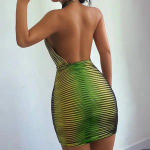 Cross Hanging Neck Hollow Out Backless Off Shoulder Dress