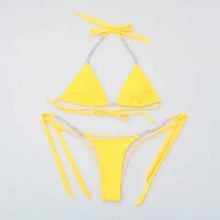 Load image into Gallery viewer, Crystal Diamond Push Up Brazilian Bathing Suit Set