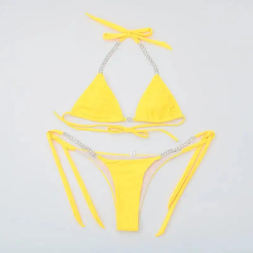 Crystal Diamond Push Up Brazilian Bathing Suit Set