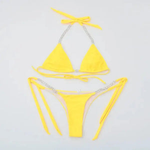 Crystal Diamond Push Up Brazilian Bathing Suit Set