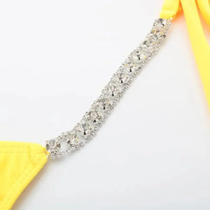 Crystal Diamond Push Up Brazilian Bathing Suit Set