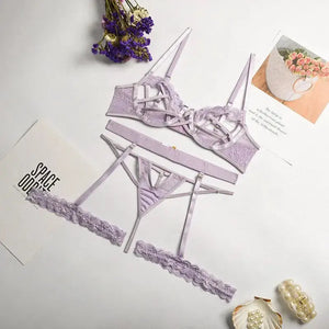 Cut Out Hallow Out Transparent Bra & Thong Lingerie Set